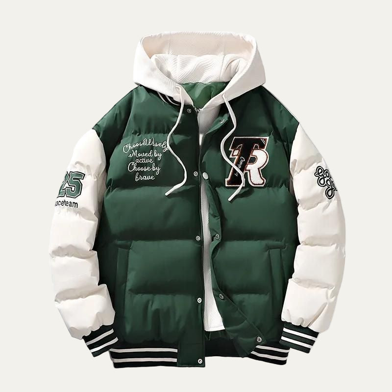 Men's Sporty Water Resistant Puffer Hoodie Jacket