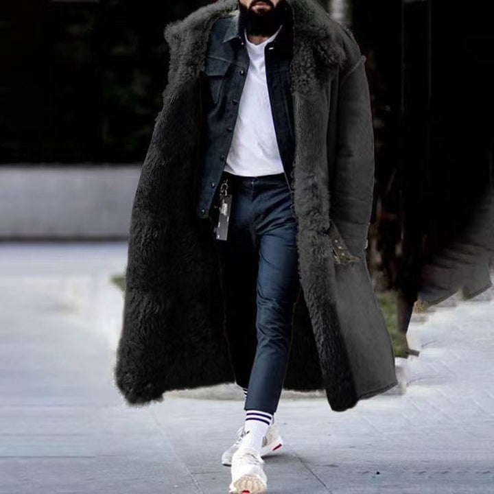 Warm Mens Parka Coat with Faux Fur Hood