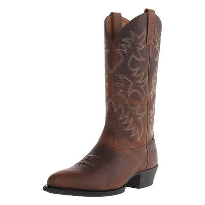 Men's Leather Mid-Calf Cowboy Boots