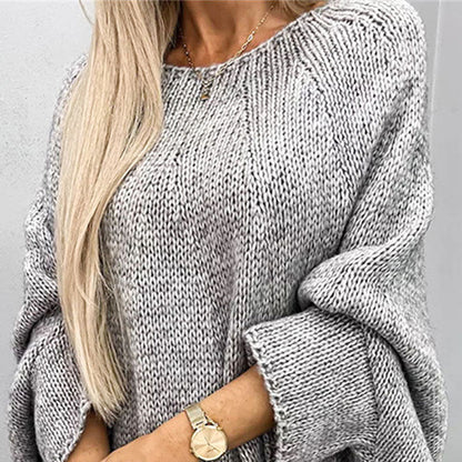 Warm Crew Neck Knit Sweater for Women