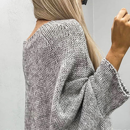 Warm Crew Neck Knit Sweater for Women