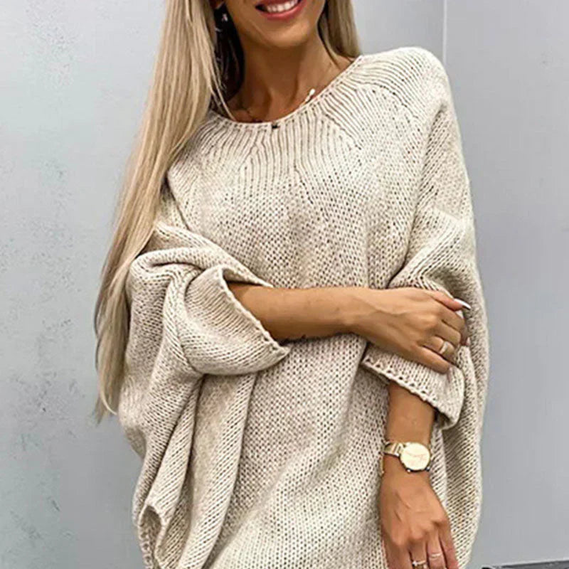 Warm Crew Neck Knit Sweater for Women
