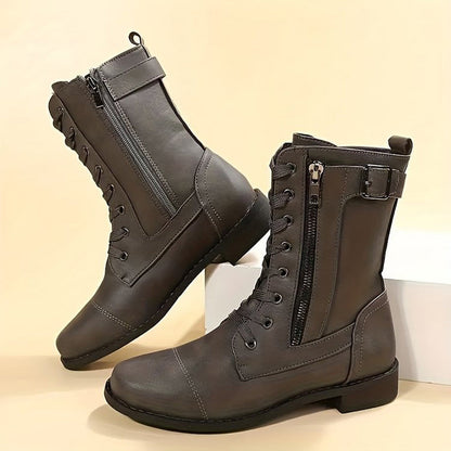 Rugged Ladies Combat Ankle Boots