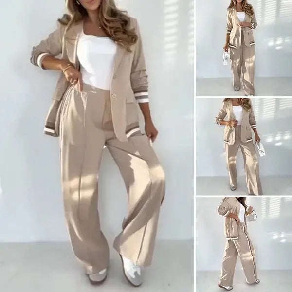 Elegant Cream Suit – Classic 2-Piece Woman's Outfit