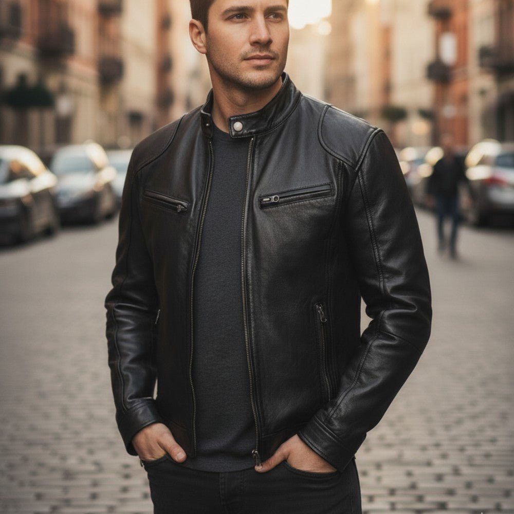 Classic Faux Leather Zip Up Jacket - OutfitLondon