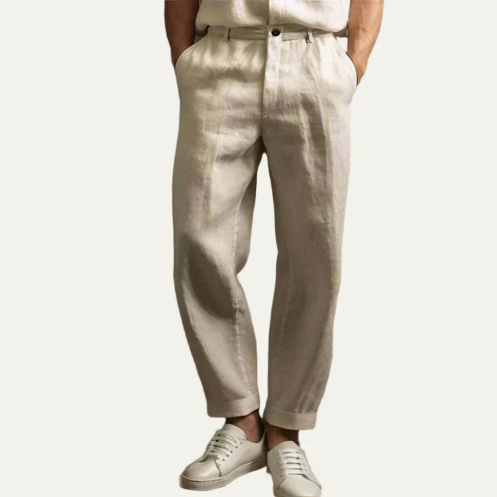 Men's Comfortable Linen Pleated Pants - OutfitLondon