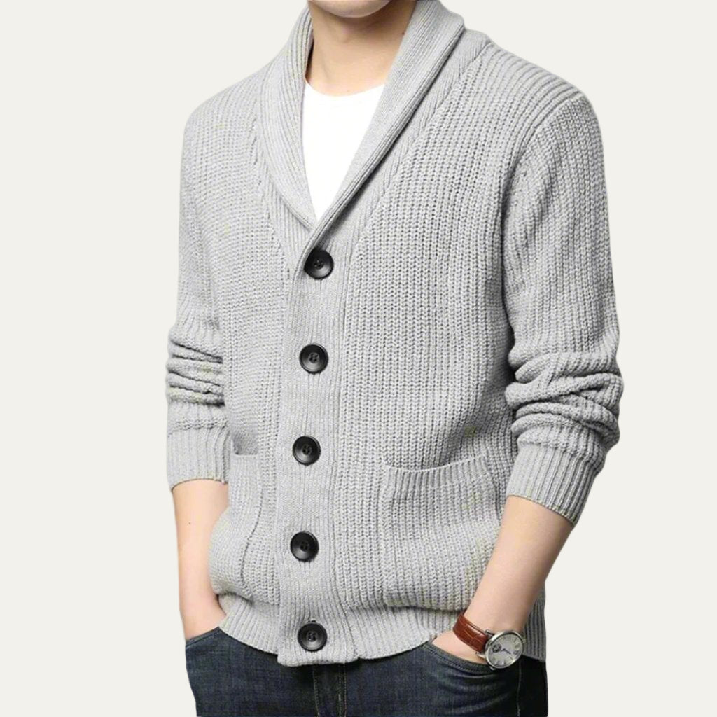 Cozy Crew Neck Thick Knit Button Cardigan Sweater - OutfitLondon