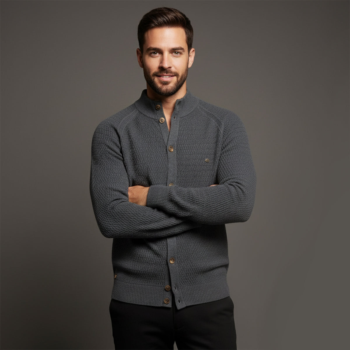 Relaxed Fit Mens Knit Button Cardigan