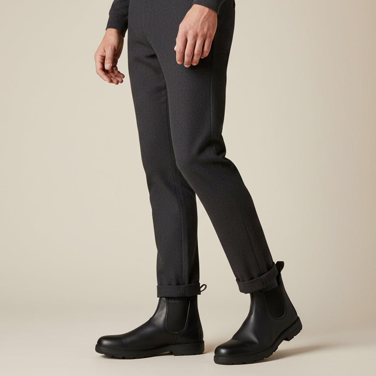 Classic Black Leather Ankle Boots for Men