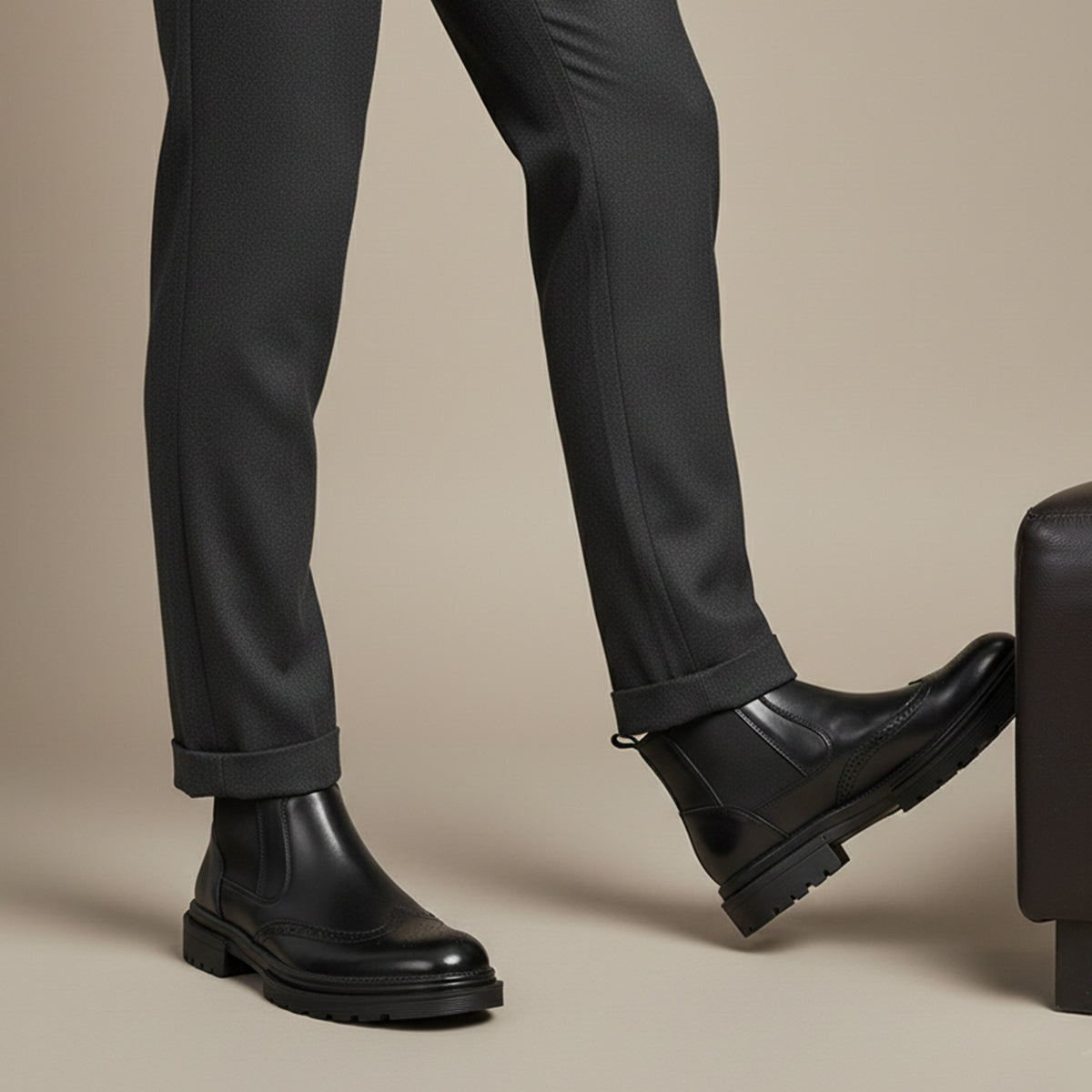 Classic Mens Black Leather Ankle Boots