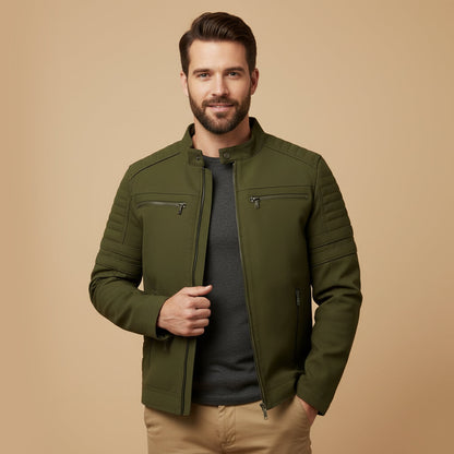 Classic Mens Genuine Leather Biker Jacket