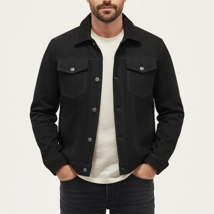 Rugged Leather Denim Jacket