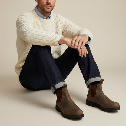 Classic Black Leather Ankle Boots for Men