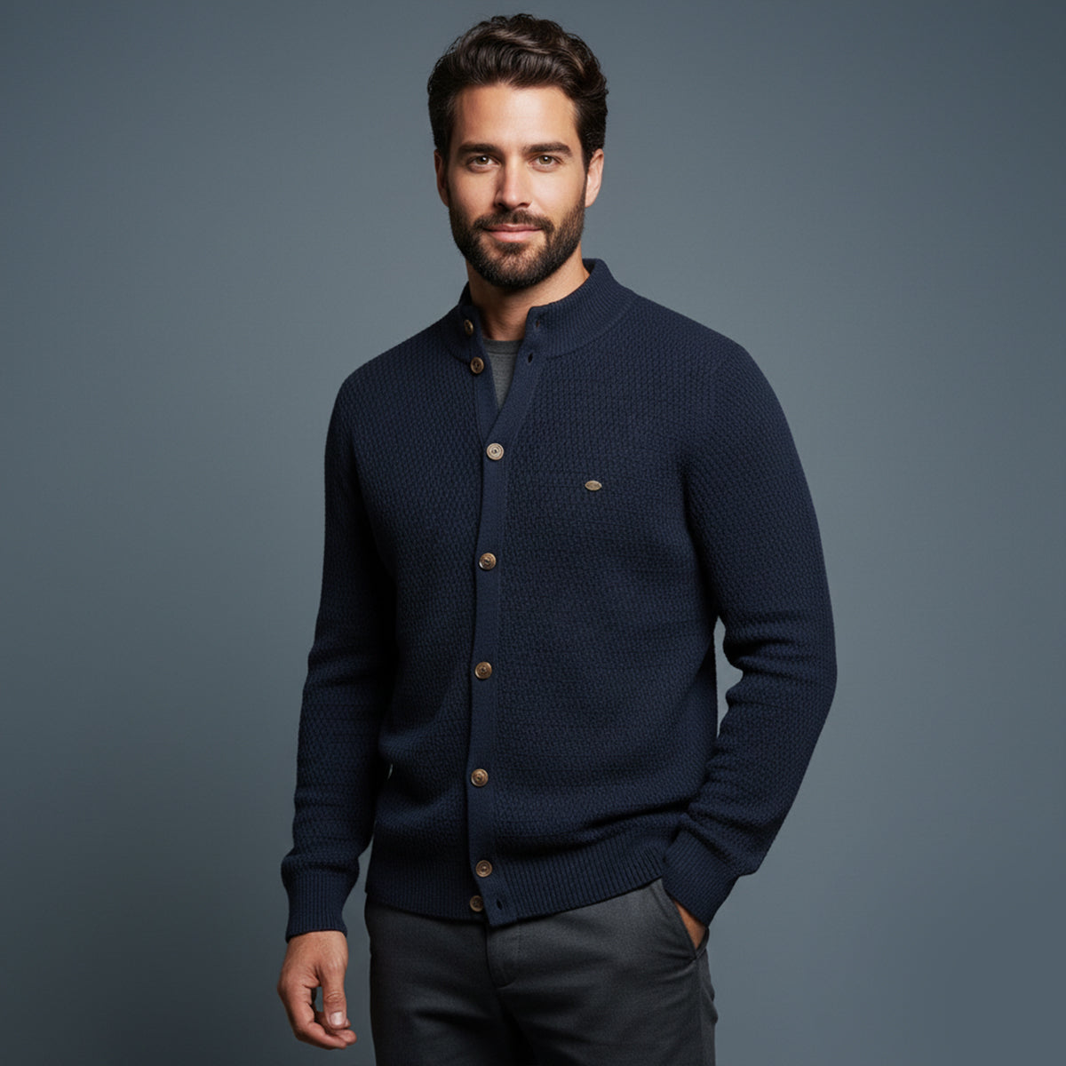 Relaxed Fit Mens Knit Button Cardigan