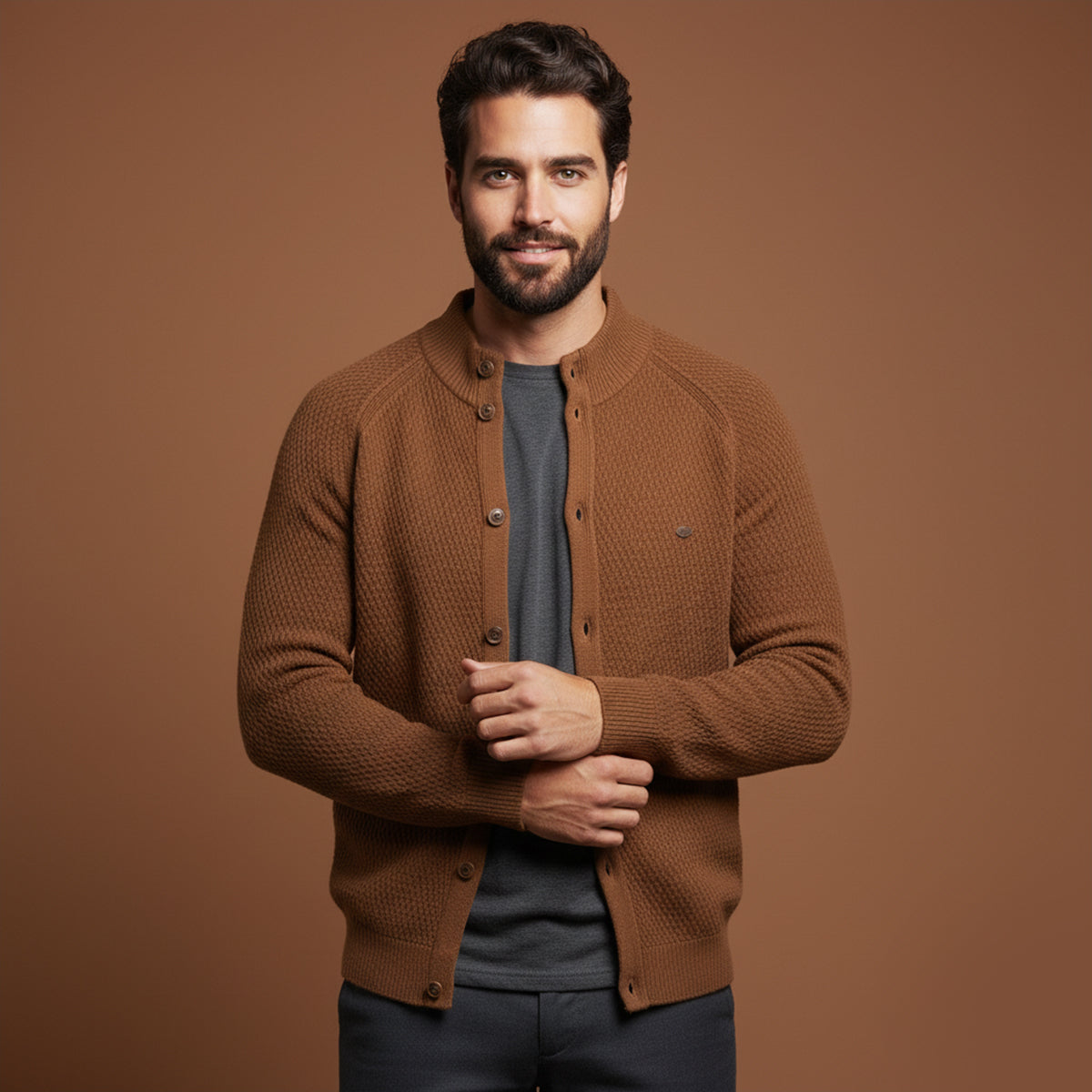 Relaxed Fit Mens Knit Button Cardigan