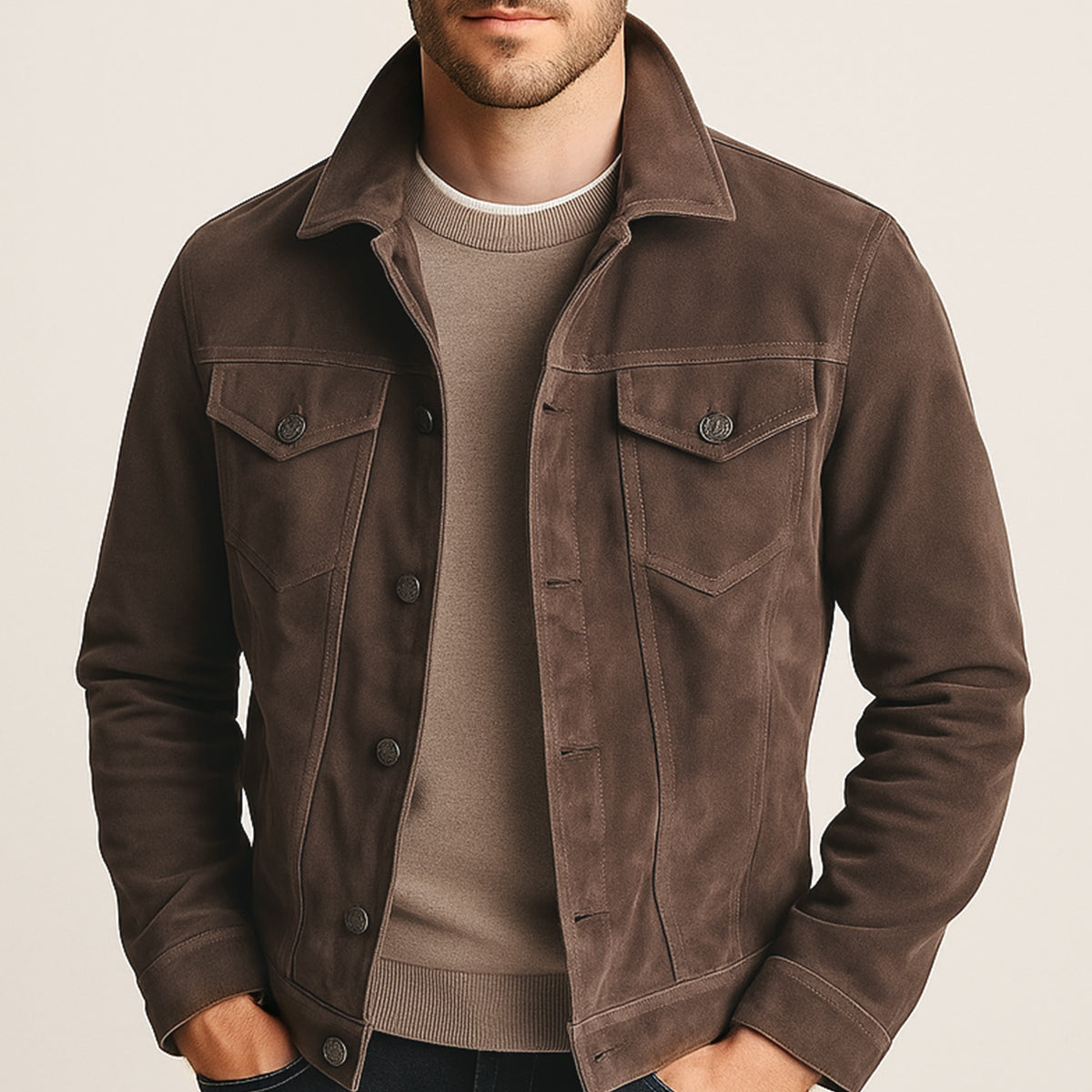 Rugged Leather Denim Jacket