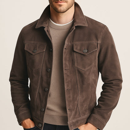 Classic Brown Leather Mens Jacket - Casual Outdoor Wear