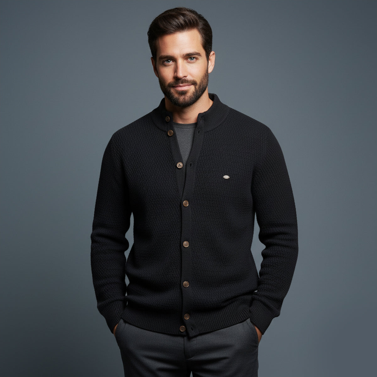 Relaxed Fit Mens Knit Button Cardigan