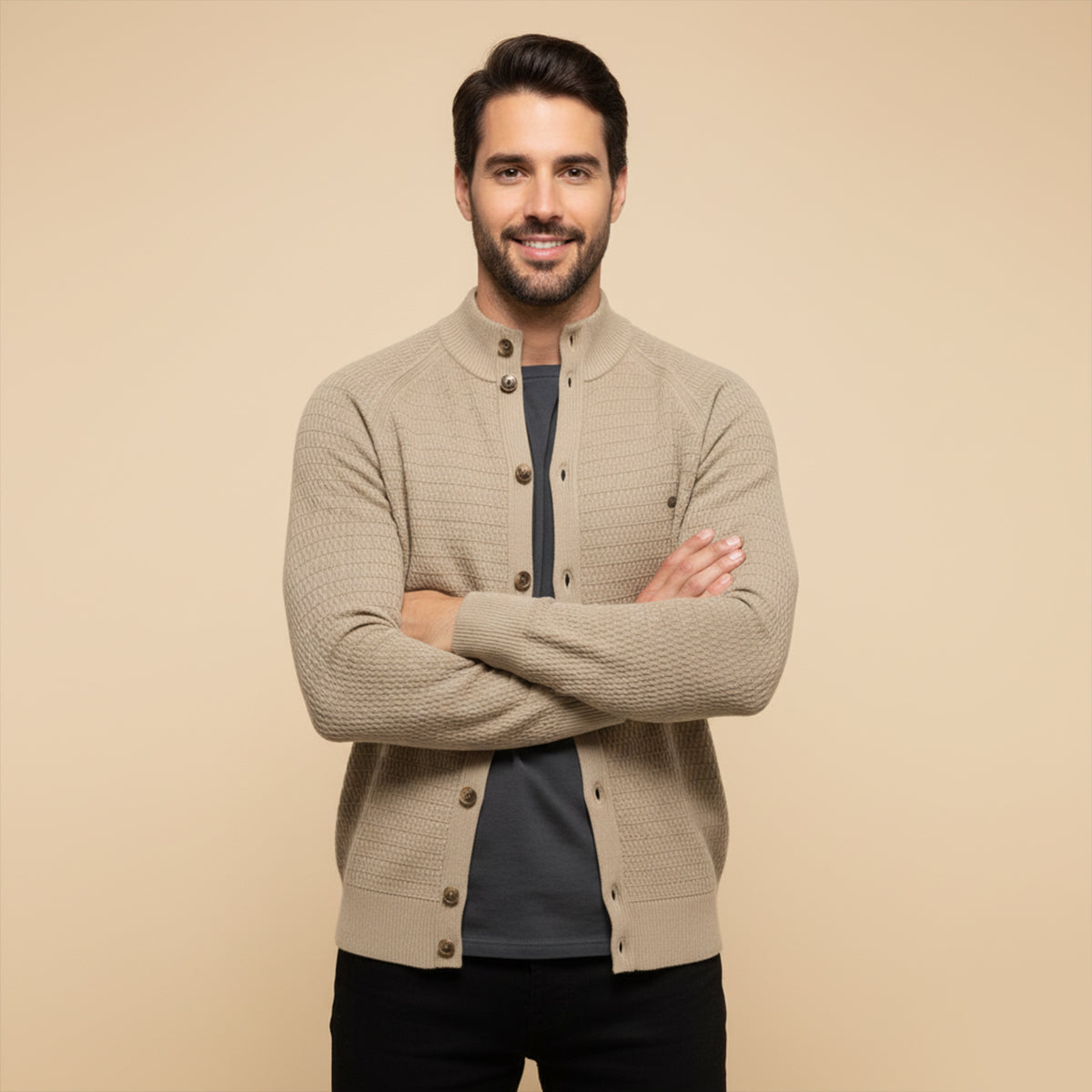 Relaxed Fit Mens Knit Button Cardigan
