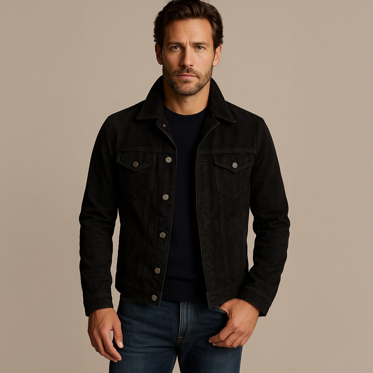 Rugged Leather Denim Jacket