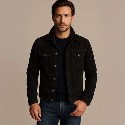 Rugged Leather Denim Jacket