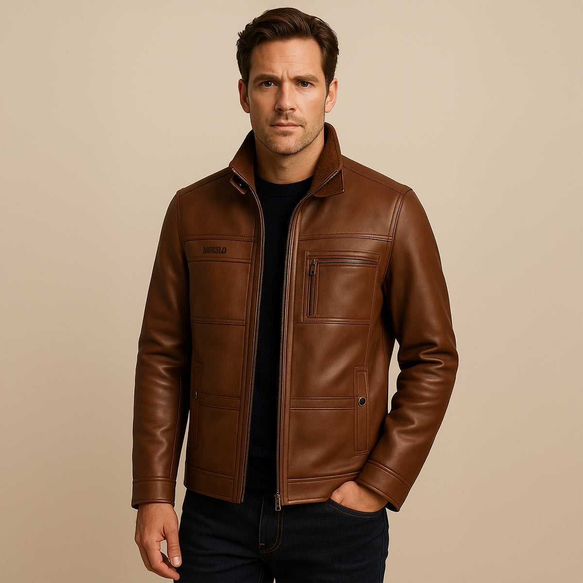 Classic Genuine Leather Mens Jacket