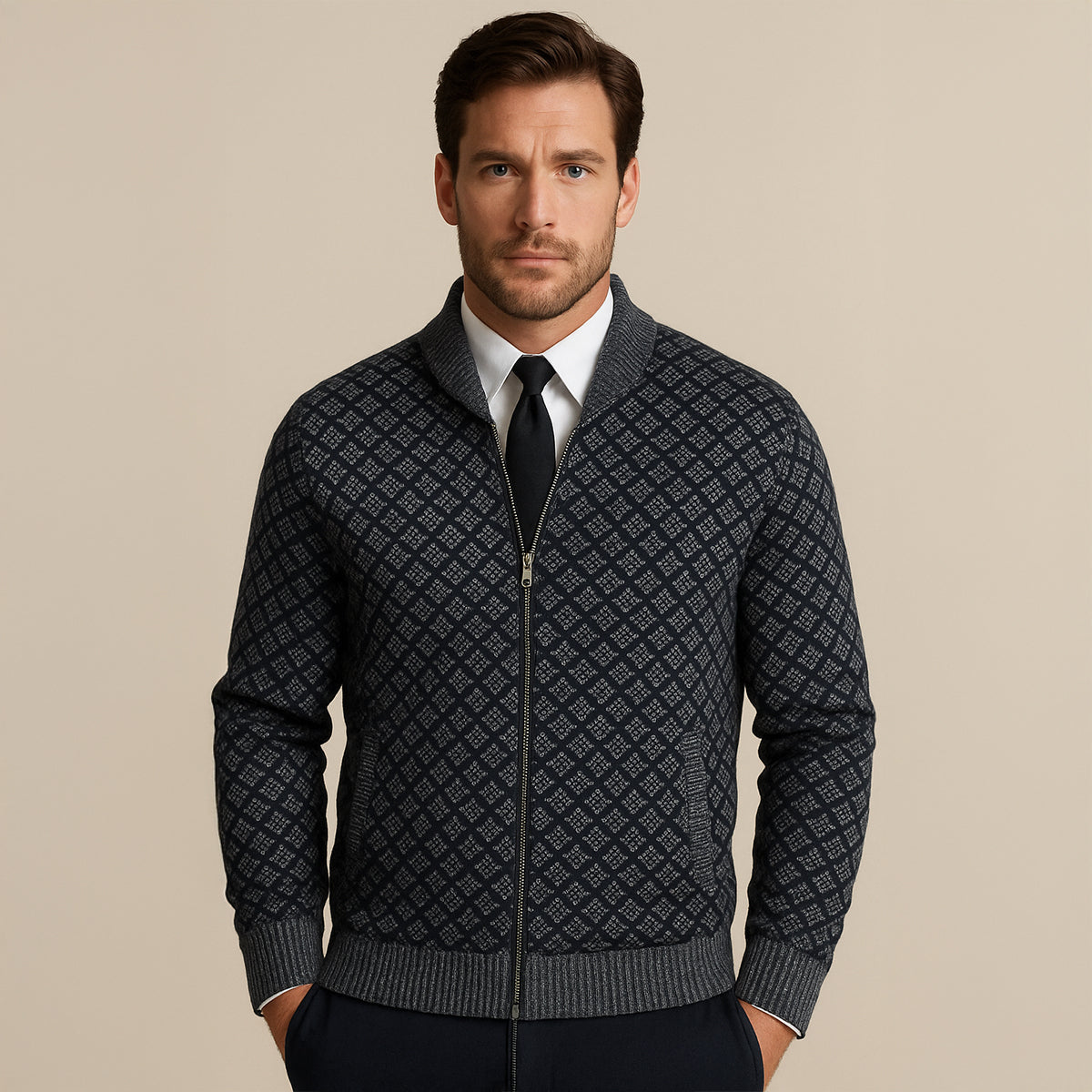 Men's Thick Knit Zipper Sweater Cardigan