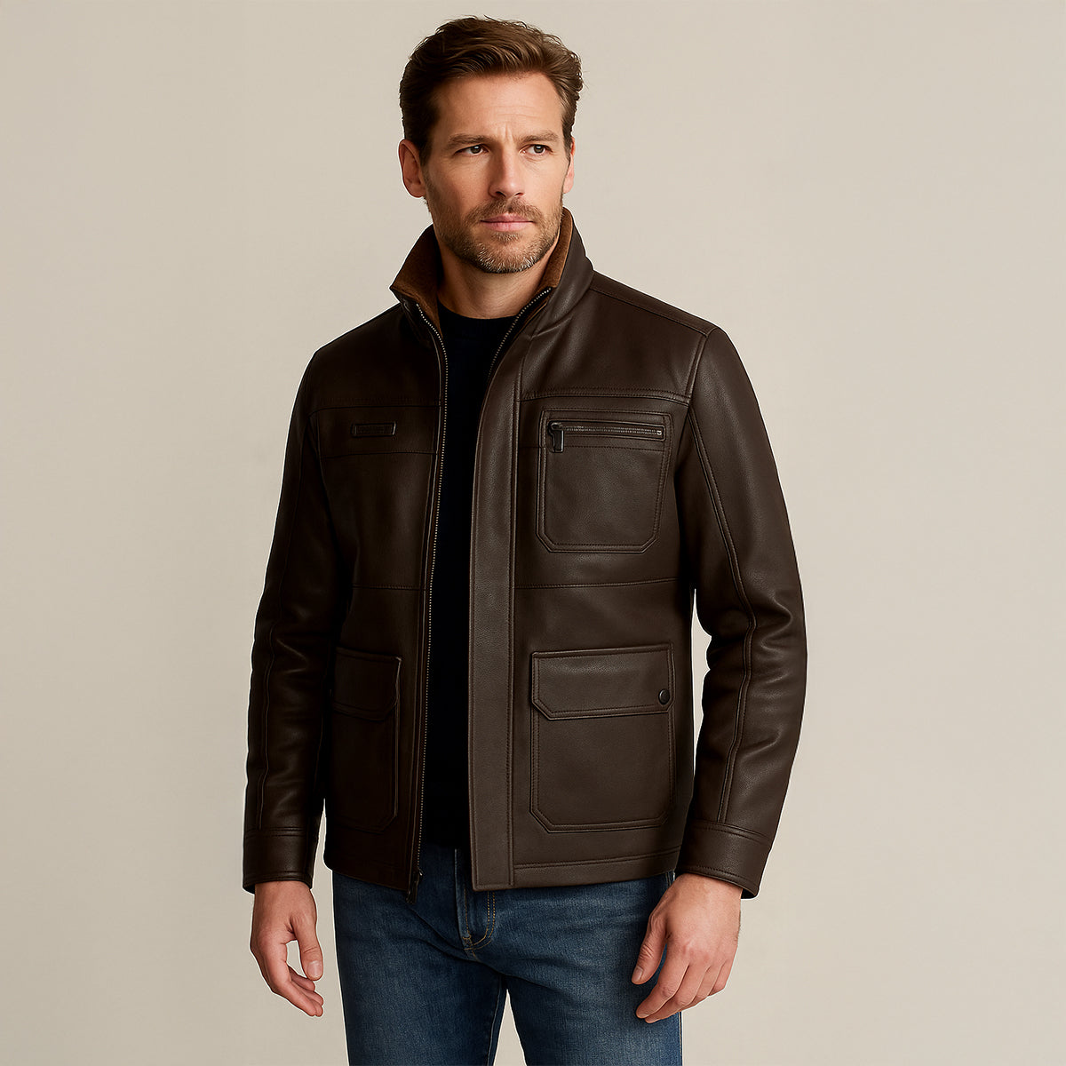 Classic Genuine Leather Mens Jacket