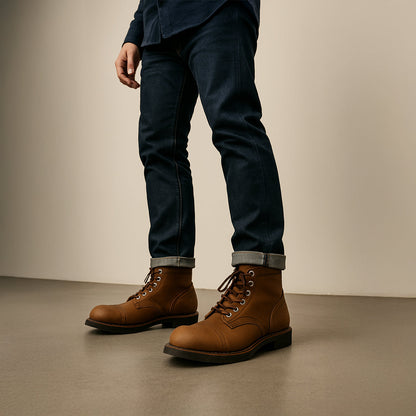 Tough Black Leather Military Boots
