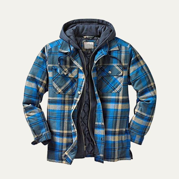 Warm Plaid Hooded Shirt Jacket for Men