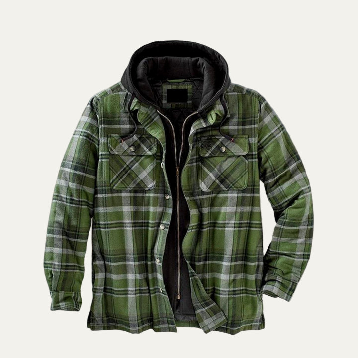 Warm Plaid Hooded Shirt Jacket for Men