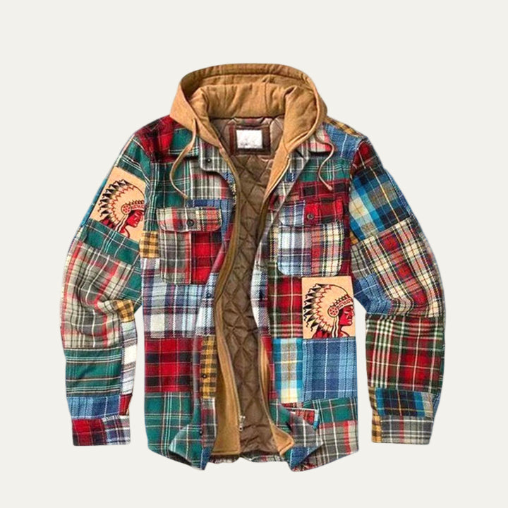Warm Plaid Hooded Shirt Jacket for Men