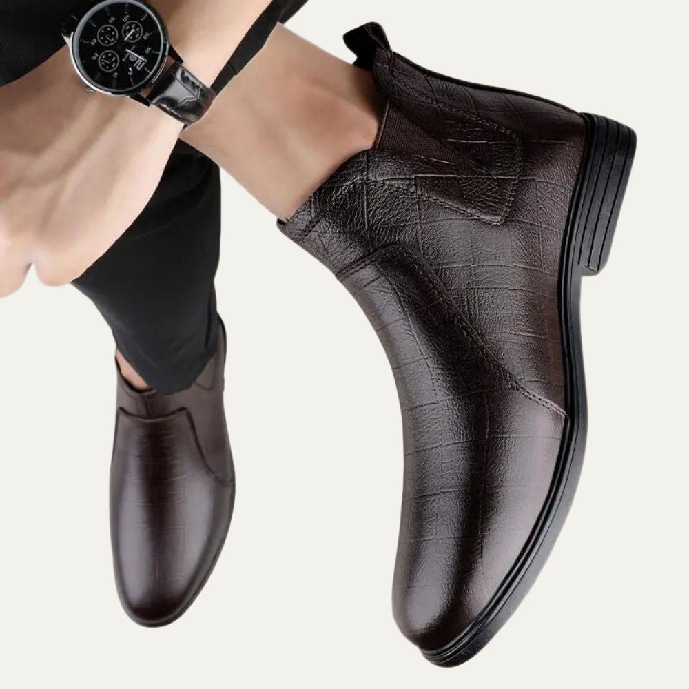 Classic Tan Leather Ankle Boots for Men