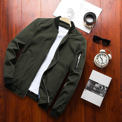 Men's Relaxed Fit Bomber Jacket with Zip Pockets