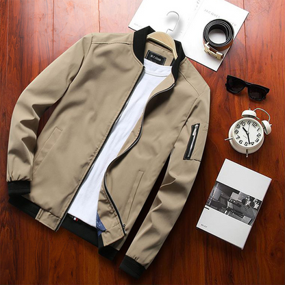 Men's Relaxed Fit Bomber Jacket with Zip Pockets