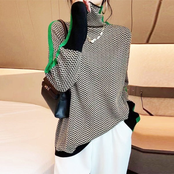 Fashionable Horizontal Knit Women's Sweater