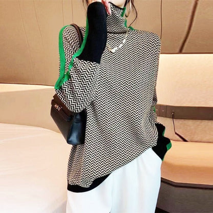 Fashionable Horizontal Knit Women's Sweater