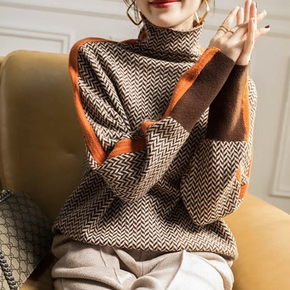 Fashionable Horizontal Knit Women's Sweater