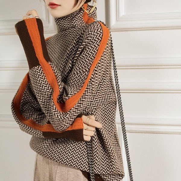 Fashionable Horizontal Knit Women's Sweater