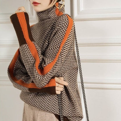 Fashionable Horizontal Knit Women's Sweater
