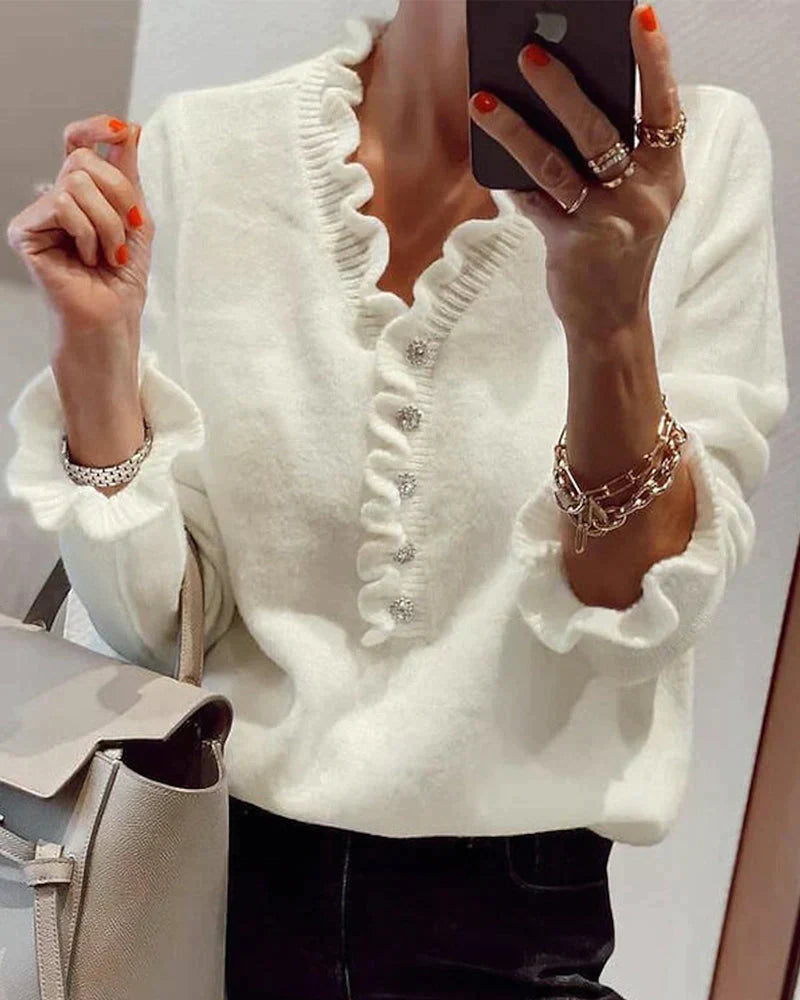 Fashionable Ruffle Knit Sweater
