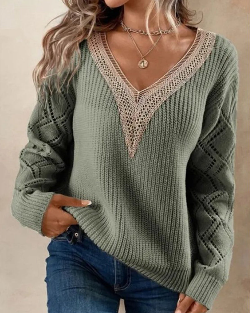 Fashionable Deep V Neck Pullover
