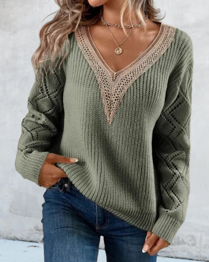 Fashionable Deep V Neck Pullover