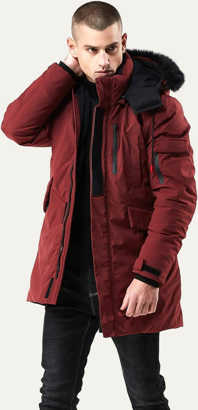 Warm Waterproof Men's Winter Coat with Faux Fur Hood - OutfitLondon
