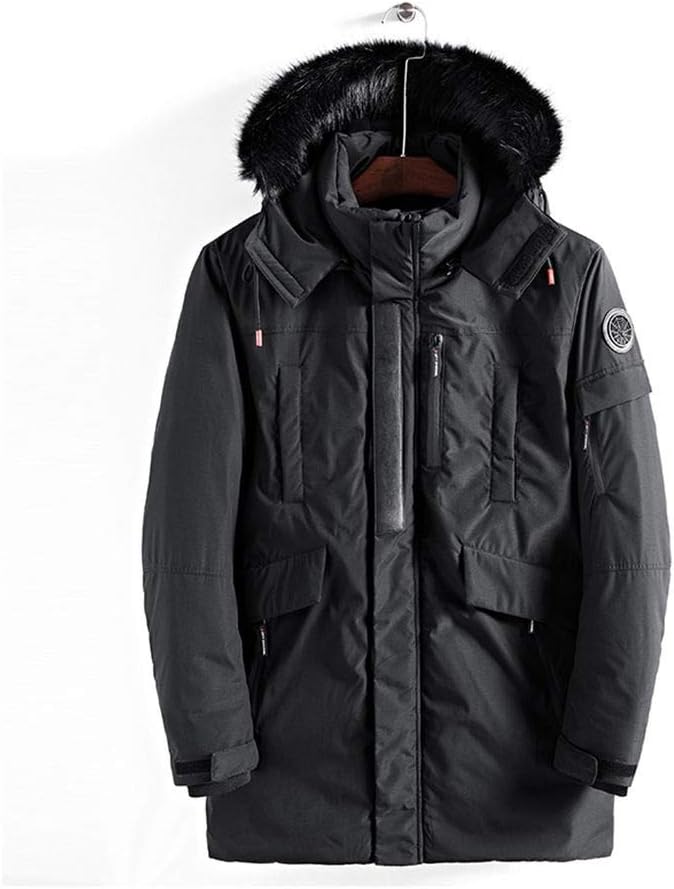 Warm Waterproof Men's Winter Coat with Faux Fur Hood