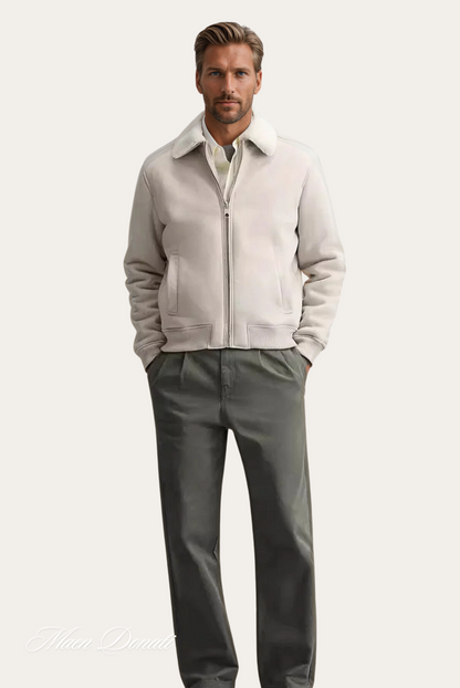 Men's Quilted Jacket with Faux Fur Trim