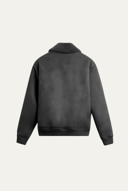 Men's Quilted Jacket with Faux Fur Trim