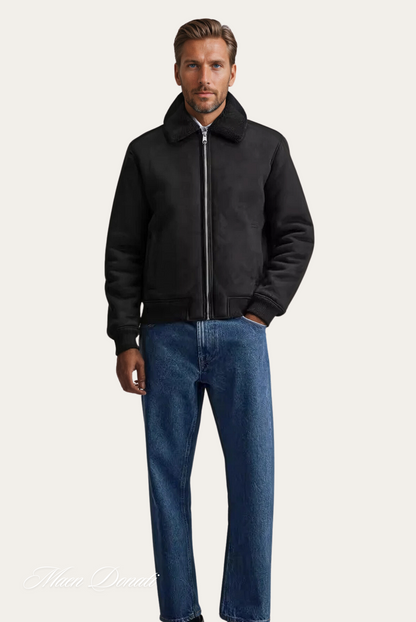 Men's Quilted Jacket with Faux Fur Trim