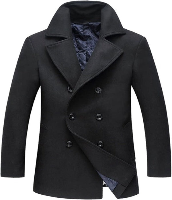 Warm Designer Wool Pea Coat - OutfitLondon