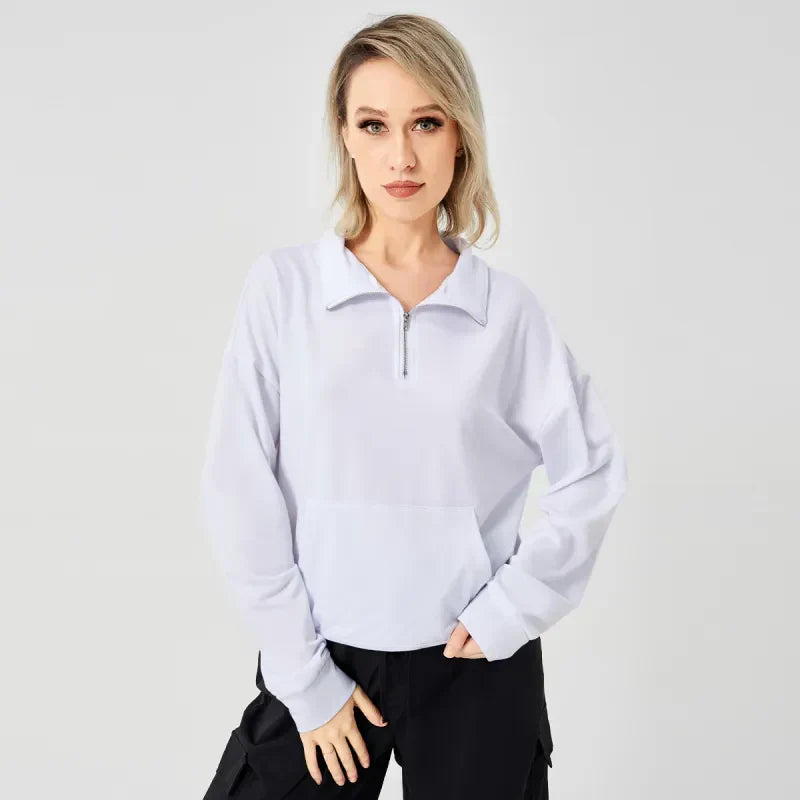 Stylish Women's Short Zip Up Sweater - OutfitLondon